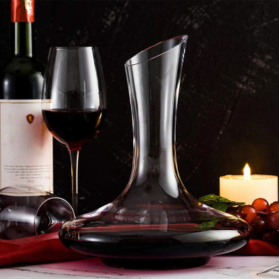 Slanted Spout Design Crystal Glass Wine Decanter