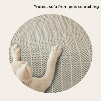 Chenille Sofa Cover – Scratch-Resistant Solid Color Herringbone Washable Pet Couch Protector