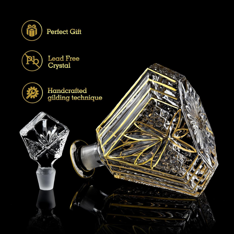 Trimmed Crystal Decanter Set With Two Glasses