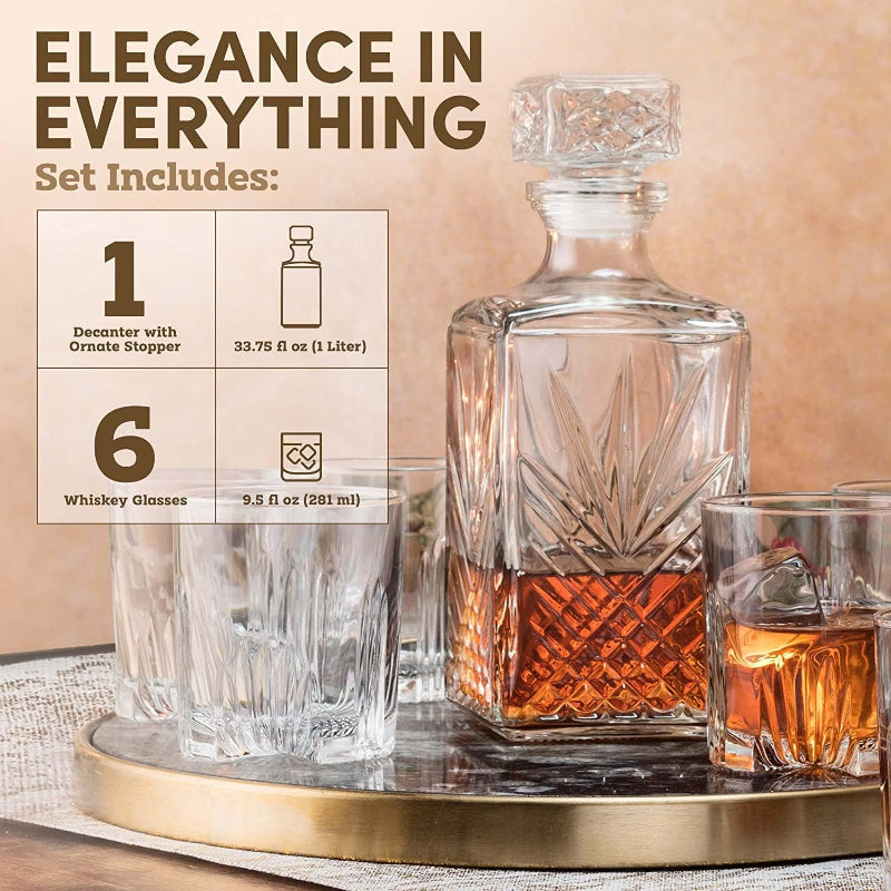 7 Piece Glass Whiskey Decanter Set