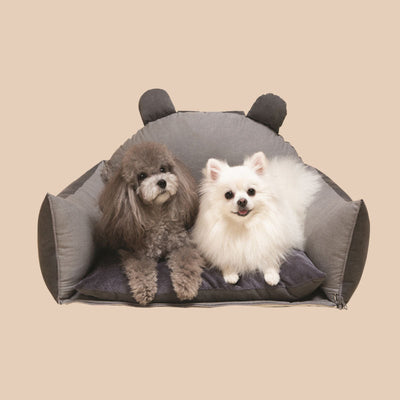 Dog Car Seat Bed – Bear Ears Safety Booster, Washable Plush Travel Seat for Small & Medium Dogs