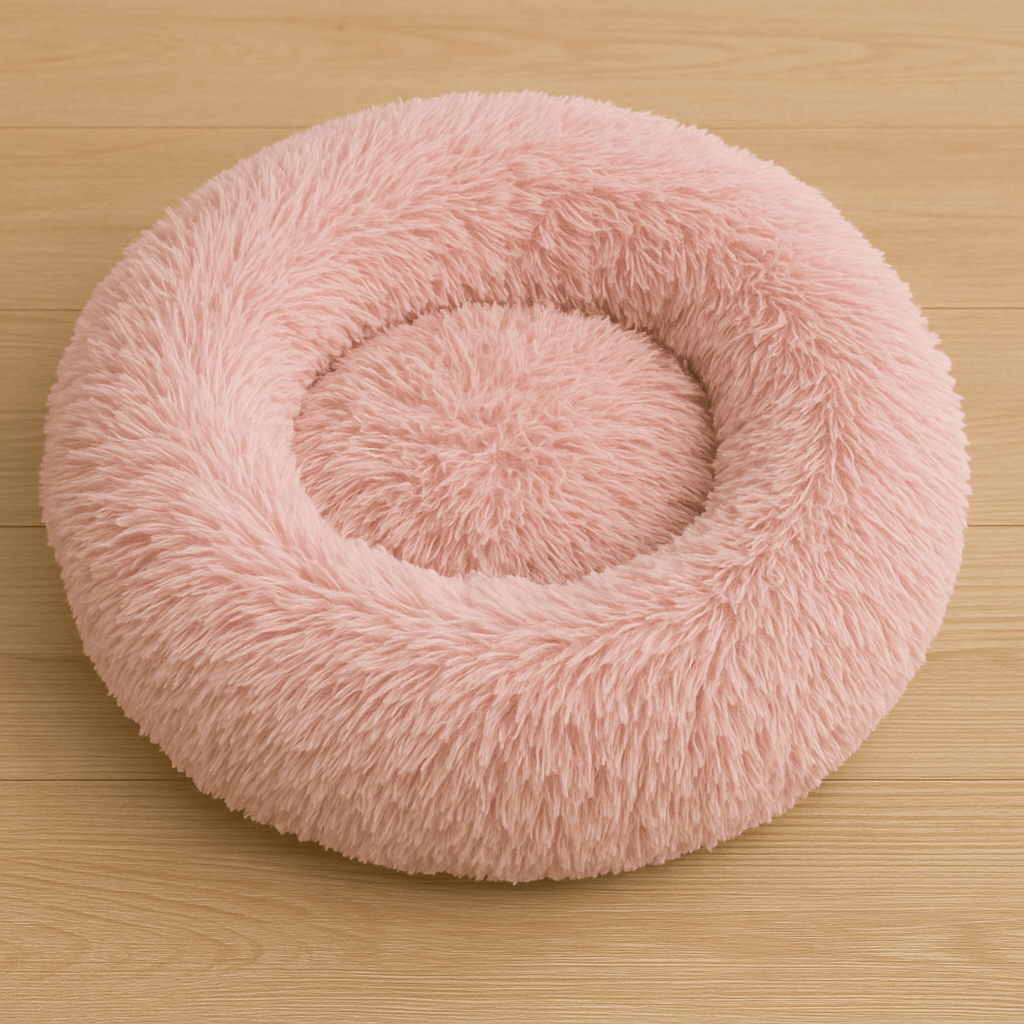 Calming Donut Dog Bed – Anti-Anxiety, Self-Warming Faux Fur for Small to XXL Dogs
