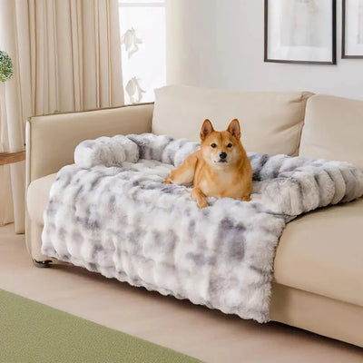 Calming Dog Bed Sofa Protector – 2-in-1 Couch Cover with Bolster, Washable & Non-Slip (S–XL)