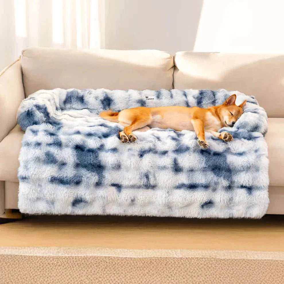 Calming Dog Bed Sofa Protector – 2-in-1 Couch Cover with Bolster, Washable & Non-Slip (S–XL)