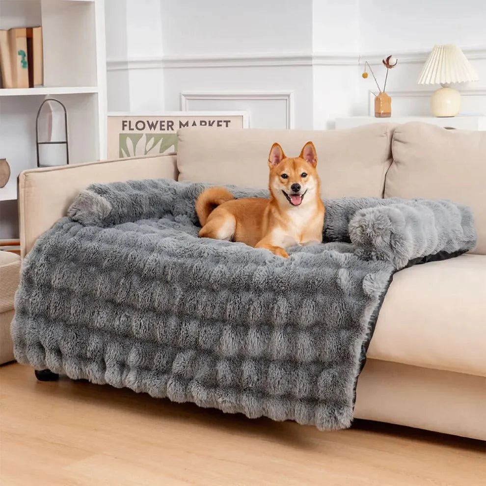 Calming Dog Bed Sofa Protector – 2-in-1 Couch Cover with Bolster, Washable & Non-Slip (S–XL)