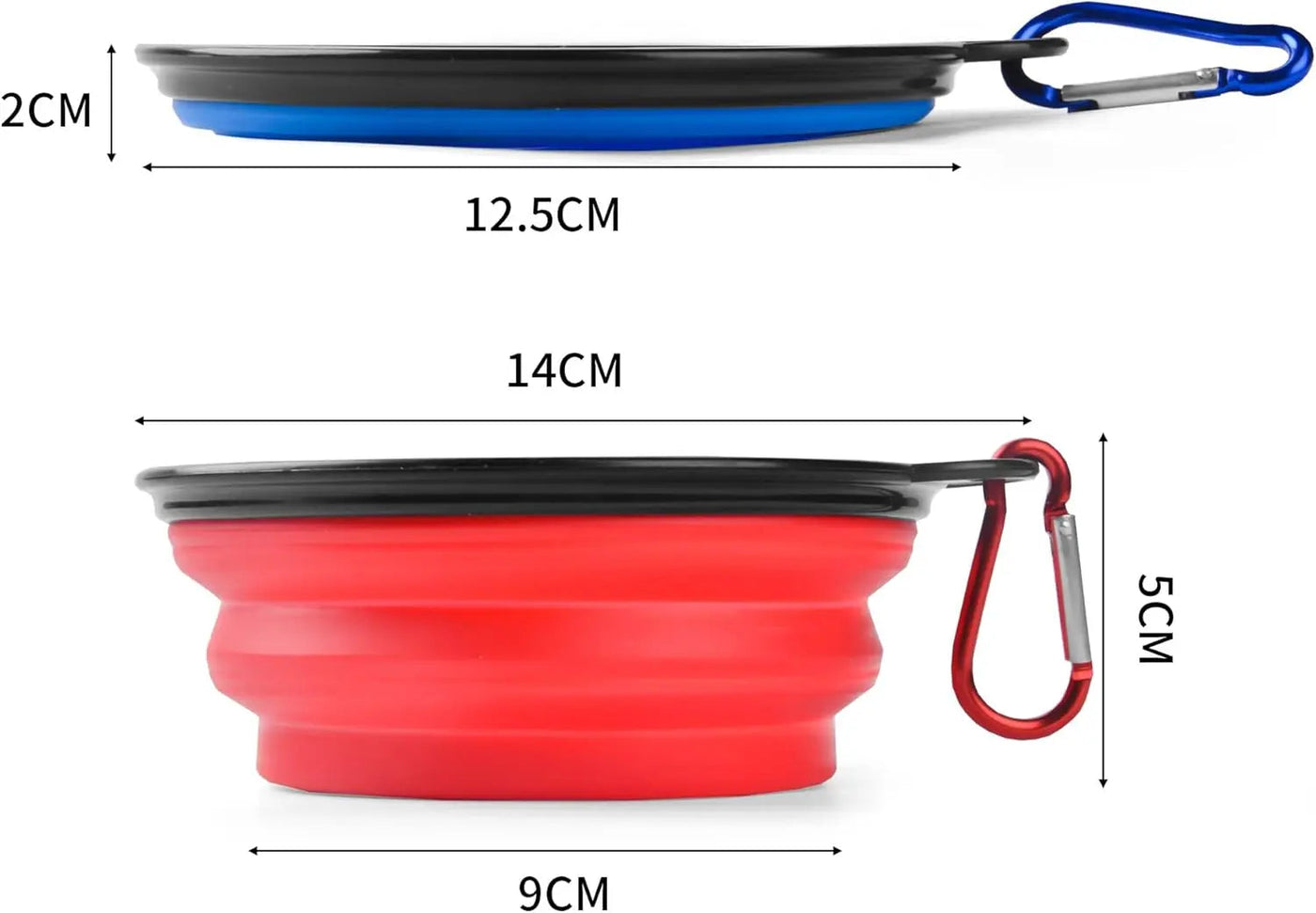 Collapsible Silicone Pet Bowl 350 ml – Foldable Travel Dish with Clip, Blue