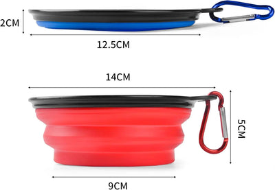 Collapsible Silicone Pet Bowl 350 ml – Foldable Travel Dish with Clip, Blue