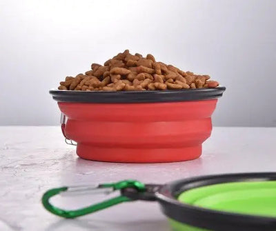 Collapsible Silicone Pet Bowl 350 ml – Foldable Travel Dish with Clip, Blue