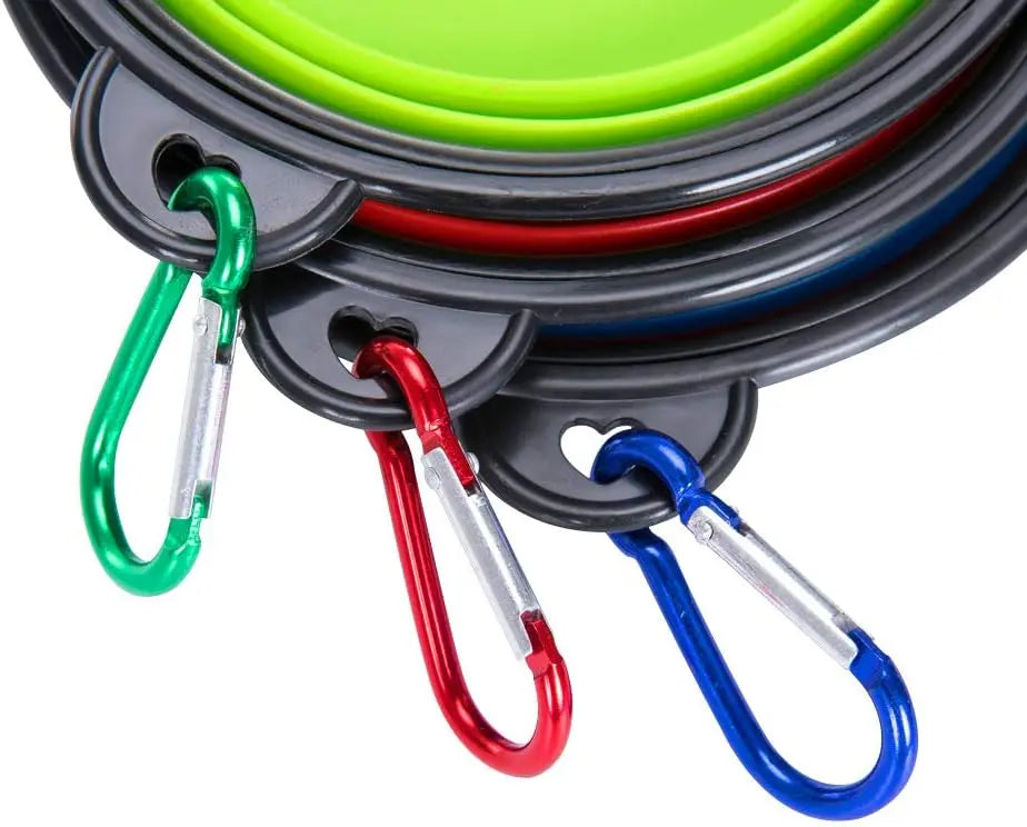 Collapsible Silicone Pet Bowl 350 ml – Foldable Travel Dish with Clip, Blue