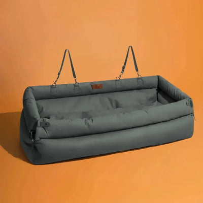 Dog Car Seat & Booster Bed – Faux-Leather, Safety Tether, ISOFIX (Standard–Jumbo Plus)
