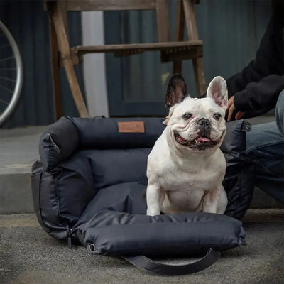 Dog Car Seat & Booster Bed – Faux-Leather, Safety Tether, ISOFIX (Standard–Jumbo Plus)