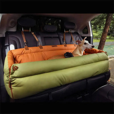 Dog Car Seat & Booster Bed – Faux-Leather, Safety Tether, ISOFIX (Standard–Jumbo Plus)