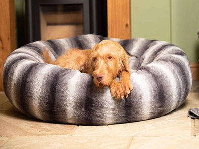 Donut Dog Bed – Grey Luxury Calming Orthopedic Washable Nest for Small to XL Dogs