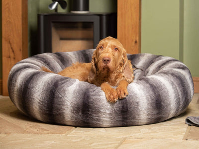 Donut Dog Bed – Grey Luxury Calming Orthopedic Washable Nest for Small to XL Dogs