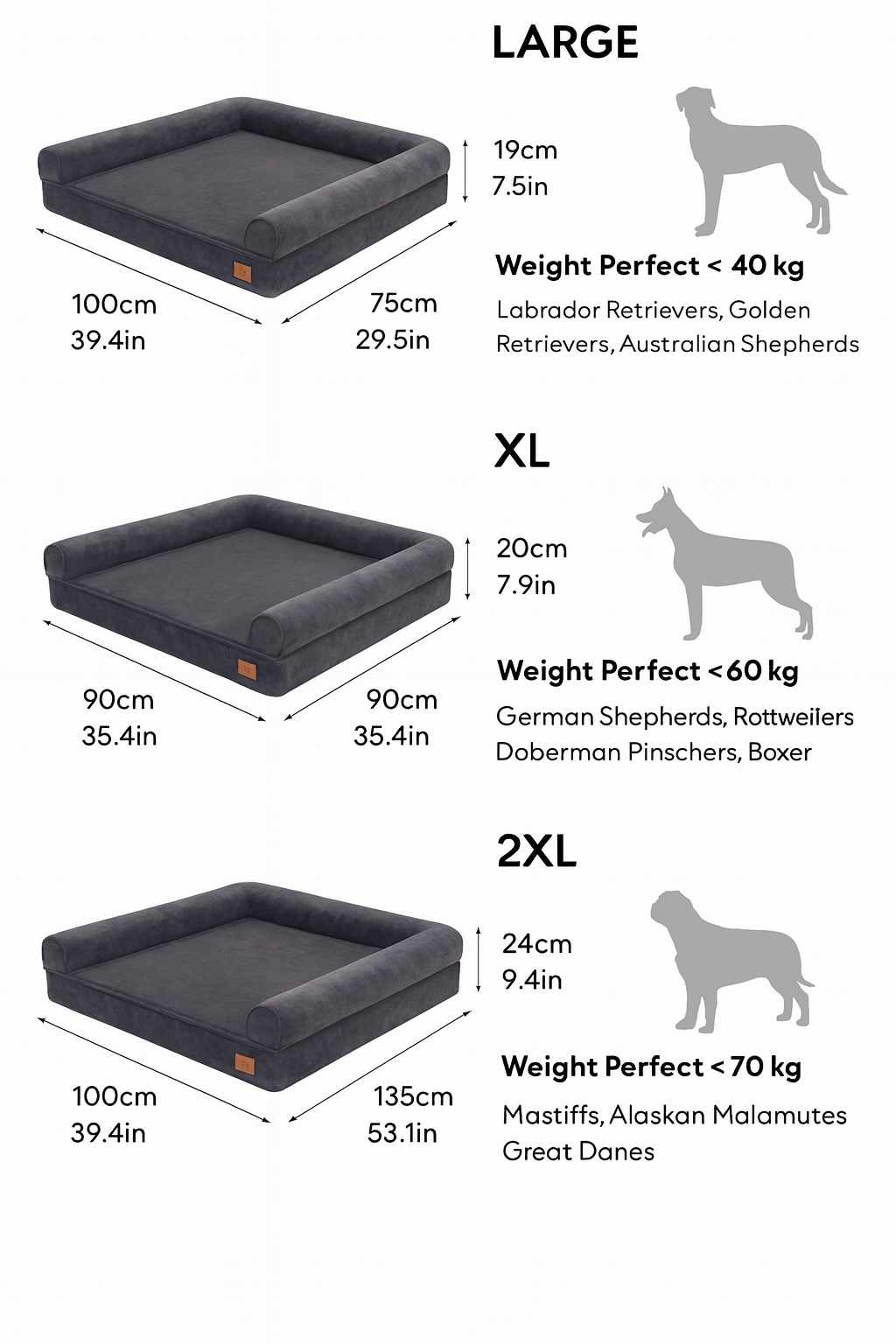 XL Orthopedic Dog Bed – Memory Foam Mattress for Large Dogs, Washable Cover, Non-Slip Base