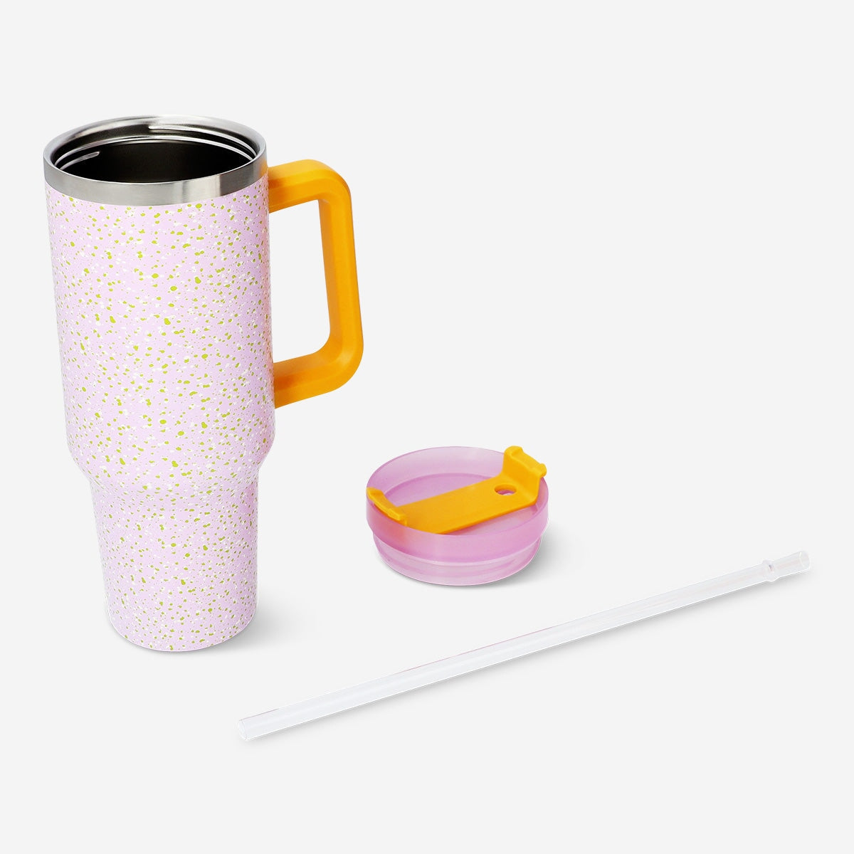 Multi coloured tumbler with lid and straw - 1.2 L