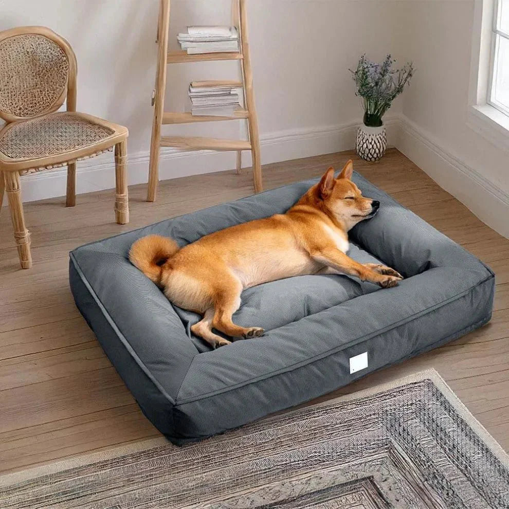 Orthopedic Waterproof Dog Bed for Large Dogs – Anti-Anxiety 360° Bolster, Washable (M–3XL)