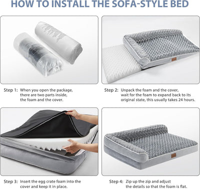 XL Orthopedic Memory Foam Dog Sofa Bed for Large Dogs – Waterproof, Washable Cover