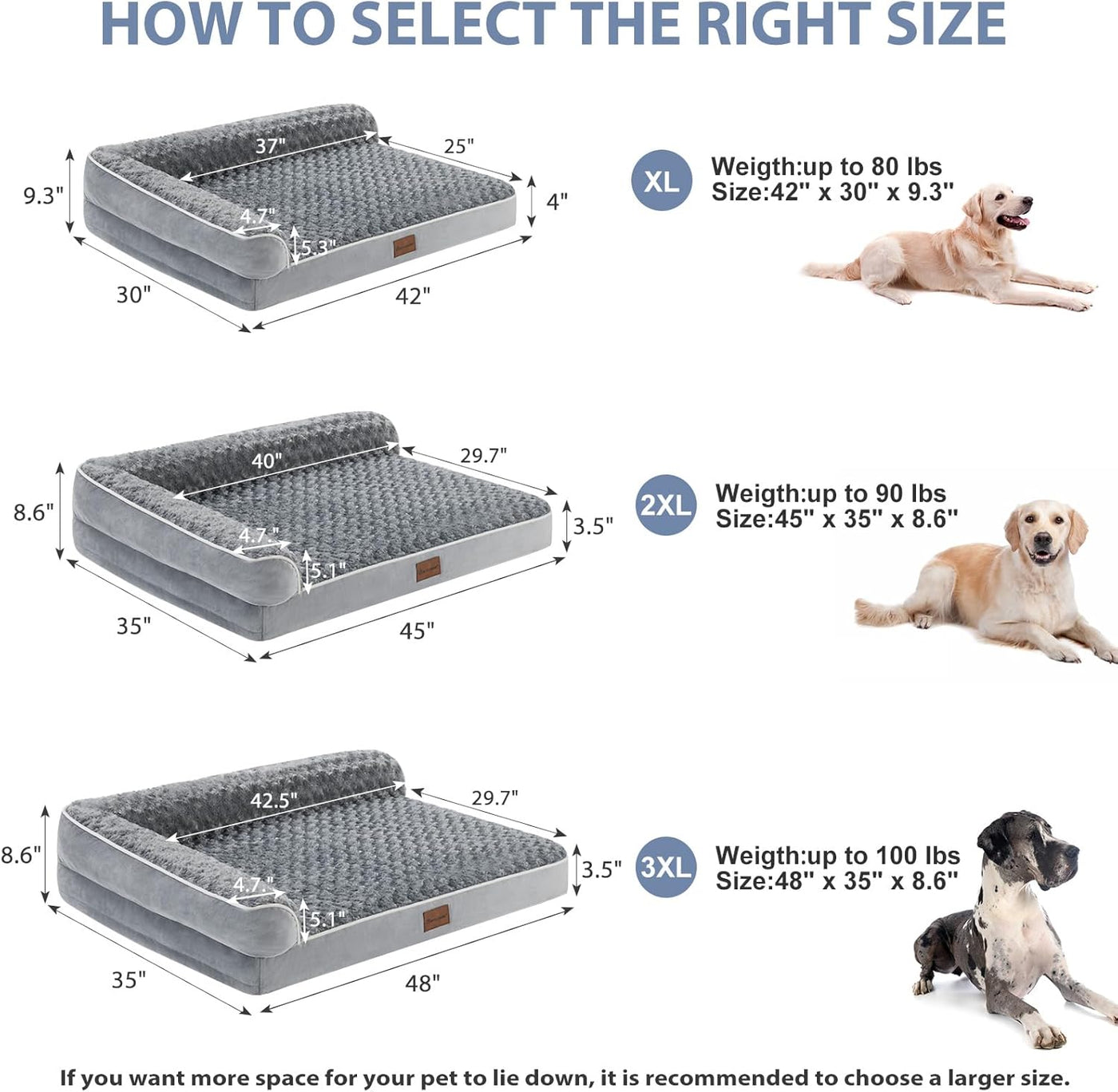 XL Orthopedic Memory Foam Dog Sofa Bed for Large Dogs – Waterproof, Washable Cover