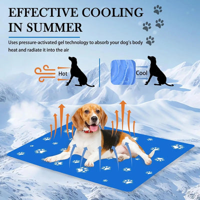 Cooling Dog Mat 90 × 50 cm – Self-Cooling Gel Pad for Dogs & Cats, Foldable Scratch-Resistant Oxford Pet Cooling Pad