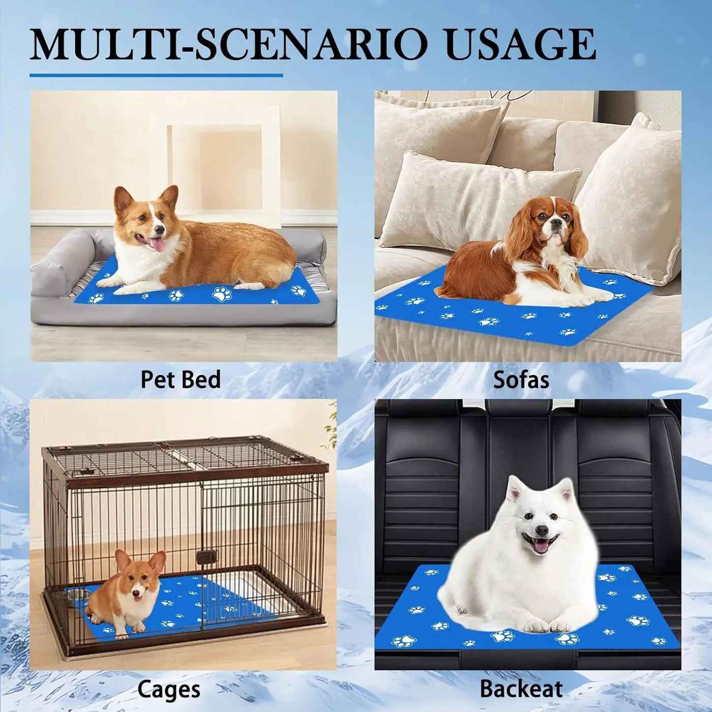 Cooling Dog Mat 90 × 50 cm – Self-Cooling Gel Pad for Dogs & Cats, Foldable Scratch-Resistant Oxford Pet Cooling Pad