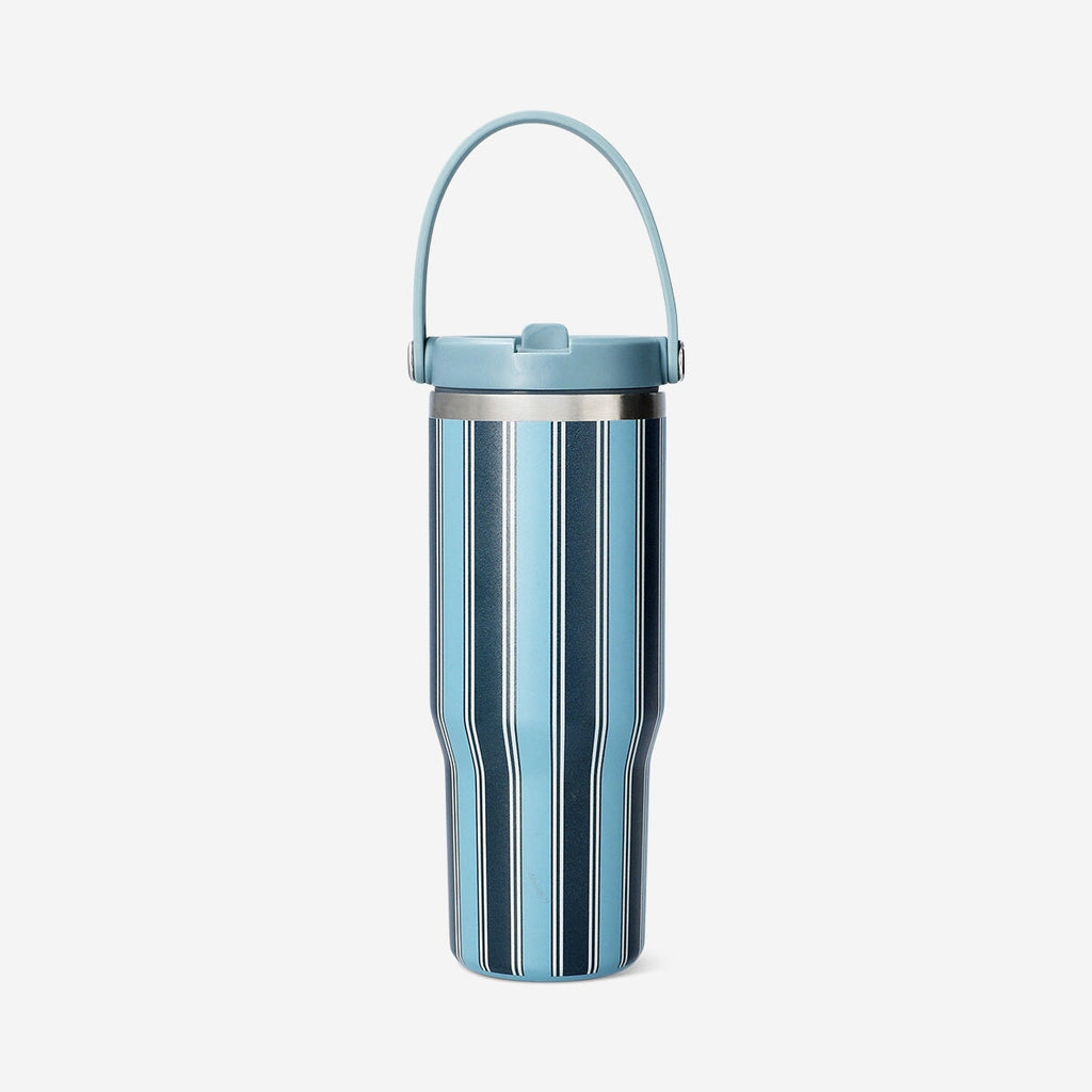 Tumbler with silicone strap and blue stripes - 800 ml