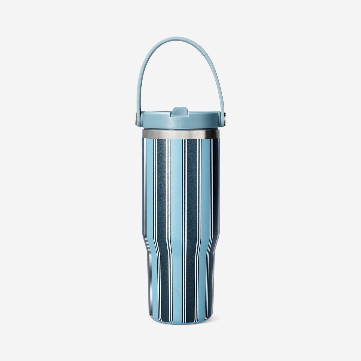 Tumbler with silicone strap and blue stripes - 800 ml