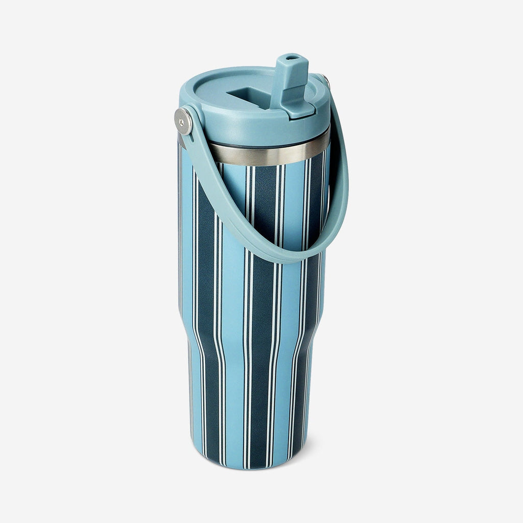 Tumbler with silicone strap and blue stripes - 800 ml